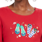 Karen Scott Chinelos Femininos Petite Winter Algodão Top Vermelho Tamanho P