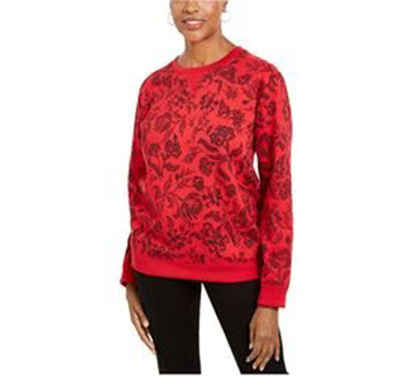 Moletom feminino esportivo Karen Scott com estampa crepuscular, novo, vermelho, Amore, tamanho pequeno