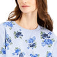 Moletom feminino Karen Scott Blossom Dream estampado azul tamanho médio