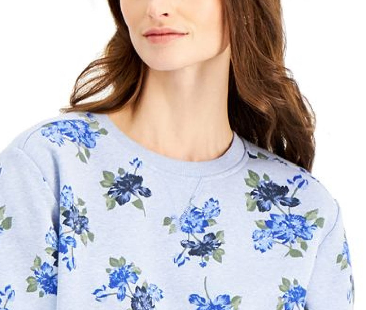 Moletom feminino Karen Scott Blossom Dream estampado azul tamanho médio
