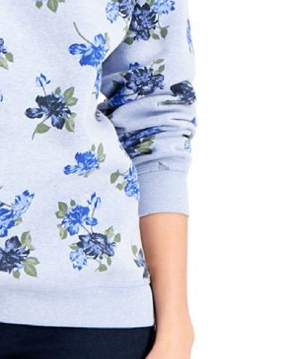 Moletom feminino Karen Scott Blossom Dream estampado azul tamanho médio