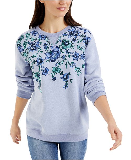 Moletom feminino Karen Scott com estampa floral azul tamanho 2 extra grande