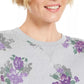 Moletom feminino Karen Scott com estampa floral cinza tamanho extra grande