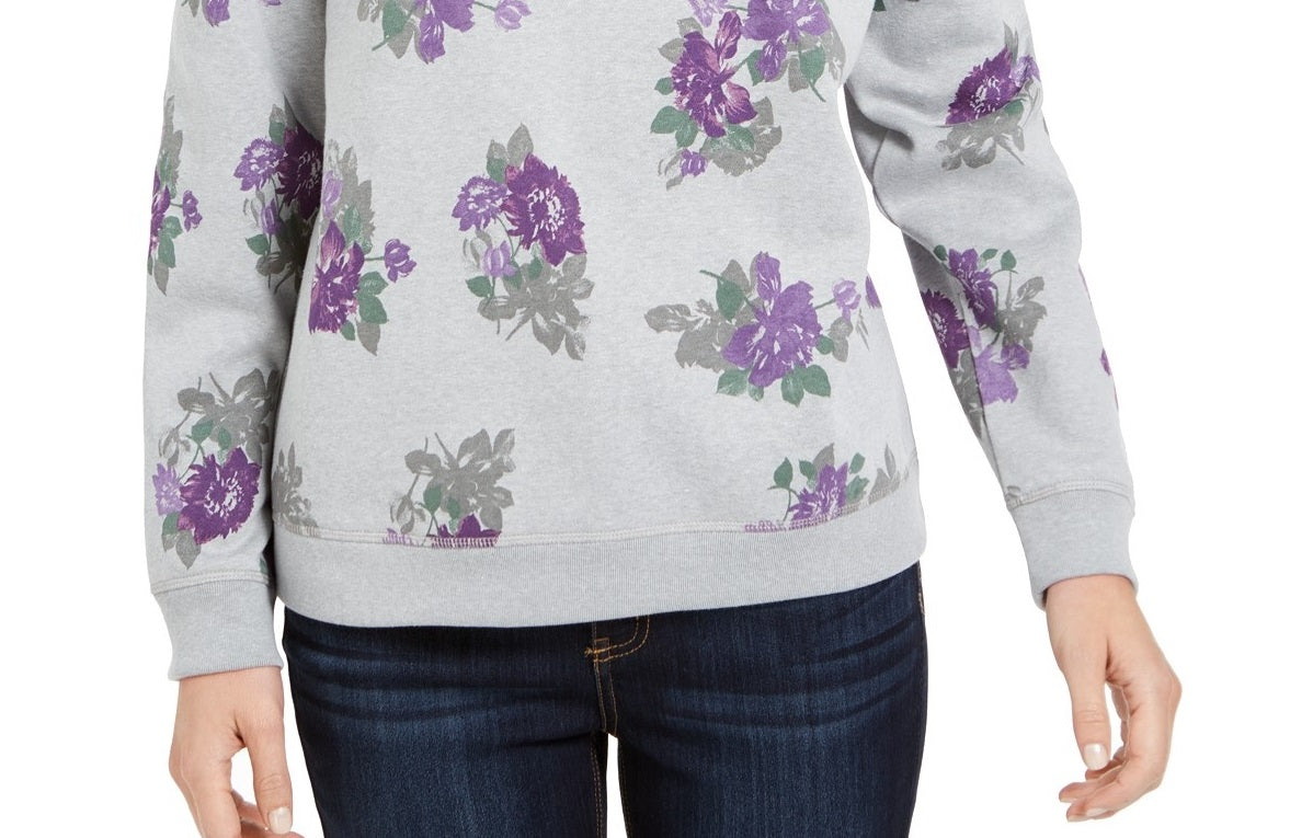 Moletom feminino Karen Scott com estampa floral, tamanho grande, Cassis