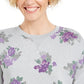Moletom feminino Karen Scott com estampa floral cinza, tamanho pequeno