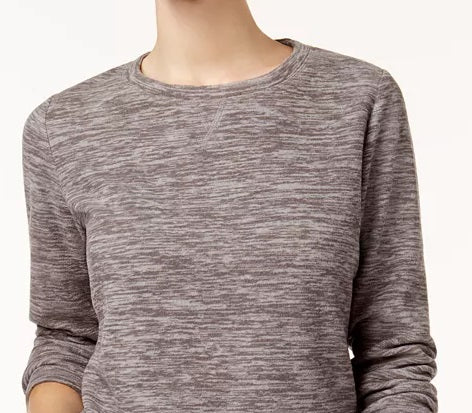 Karen Scott Sport Space-Dye Microfleece Top Feminino Preto Tamanho Médio