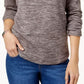 Karen Scott Sport Space-Dye Microfleece Top Feminino Preto Tamanho Médio