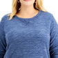 Karen Scott Sport Space-Dye Microfleece Top Feminino Azul Tamanho XX-G