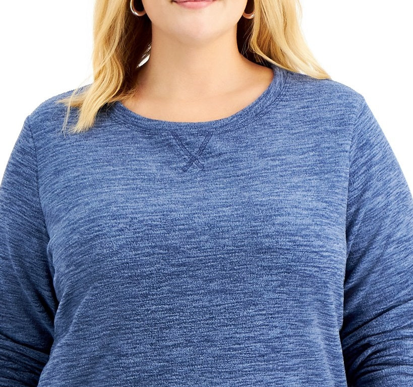 Karen Scott Sport Space-Dye Microfleece Top Feminino Azul Tamanho XX-G