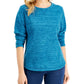 Karen Scott Sport Space-Dye Microfleece Top Feminino Preto Tamanho P