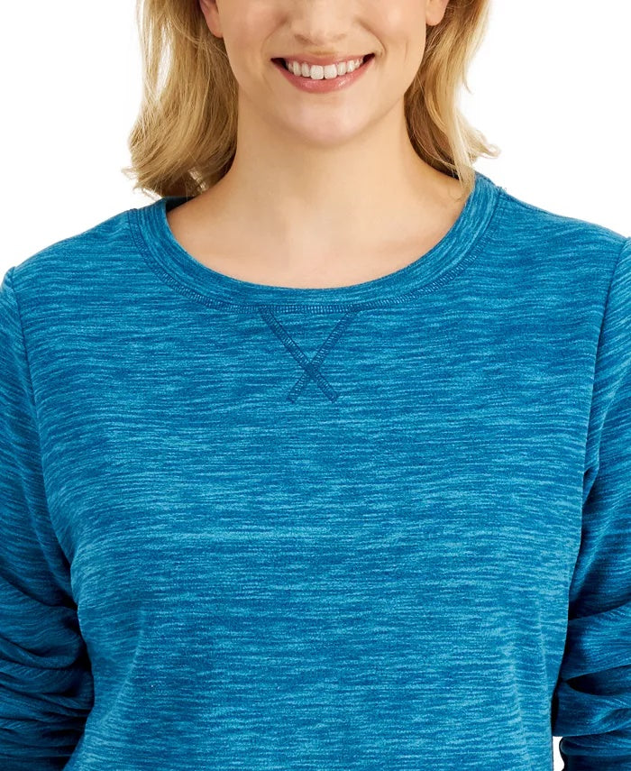 Karen Scott Sport Space-Dye Microfleece Top Feminino Preto Tamanho P