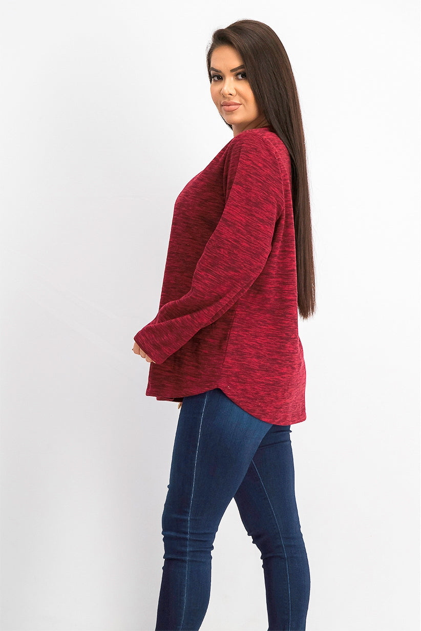 Karen Scott Camiseta feminina Spacedye Microfleece Merlot tamanho extra grande