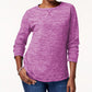 Moletom feminino Karen Scott Microfleece Spacedye com gola redonda, roxo, tamanho grande