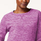 Moletom feminino Karen Scott Microfleece Spacedye com gola redonda, roxo, tamanho grande
