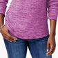 Moletom feminino Karen Scott Microfleece Spacedye com gola redonda, roxo, tamanho grande