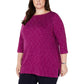 Karen Scott Sport Space-Dye Microfleece Top Feminino Roxo Tamanho P
