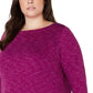 Karen Scott Sport Space-Dye Microfleece Top Feminino Roxo Tamanho P