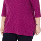 Karen Scott Sport Space-Dye Microfleece Top Feminino Roxo Tamanho P