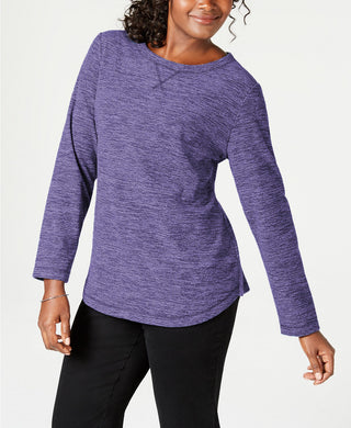 Karen Scott Spacedye Microfleece Cassis Top Feminino Tamanho Extra Grande