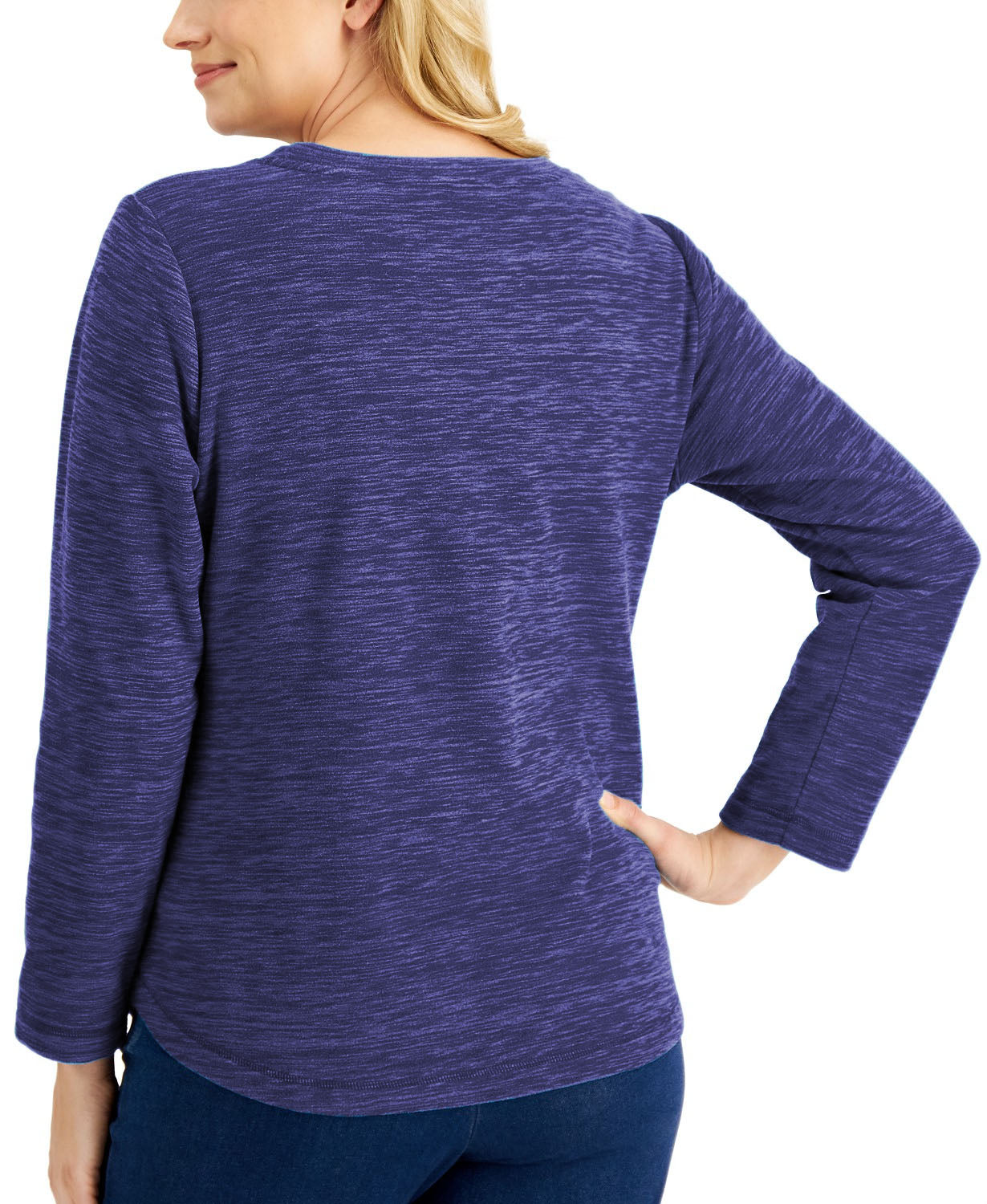 Karen Scott Spacedye Microfleece Cassis Top Feminino Tamanho Extra Grande