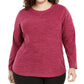 Karen Scott Sport Space-Dye Microfleece Top Feminino Magenta Tamanho X-G
