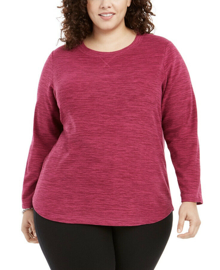 Karen Scott Sport Space-Dye Microfleece Top Feminino Magenta Tamanho X-G