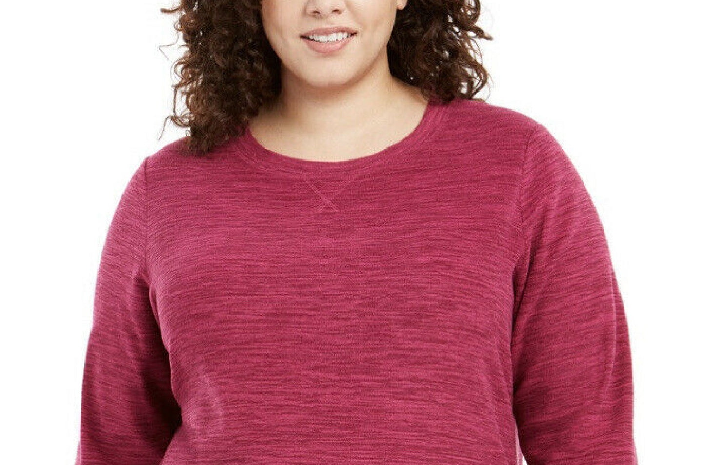 Karen Scott Sport Space-Dye Microfleece Top Feminino Magenta Tamanho X-G