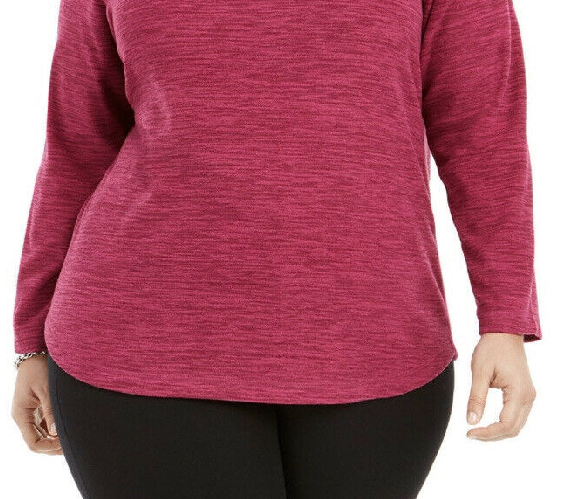 Karen Scott Sport Space-Dye Microfleece Top Feminino Magenta Tamanho X-G