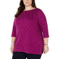 Karen Scott Sport Space-Dye Microfleece Top Feminino Brilhante Ameixa Tamanho 2 Extra Grande