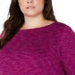 Karen Scott Sport Space-Dye Microfleece Top Feminino Brilhante Ameixa Tamanho 2 Extra Grande
