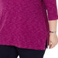 Karen Scott Sport Space-Dye Microfleece Top Feminino Brilhante Ameixa Tamanho 2 Extra Grande
