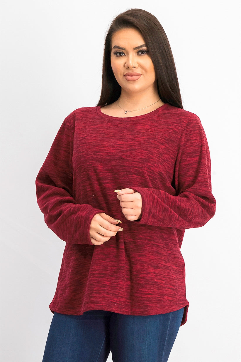 Karen Scott Sport Space-Dye Microfleece Top Feminino Médio Vermelho Tamanho Médio