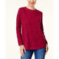 Karen Scott Sport Space-Dye Microfleece Top Feminino Vermelho Tamanho P