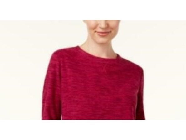 Karen Scott Sport Space-Dye Microfleece Top Feminino Vermelho Tamanho P