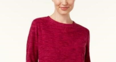 Karen Scott Sport Space-Dye Microfleece Top Feminino Vermelho Tamanho Extra Pequeno