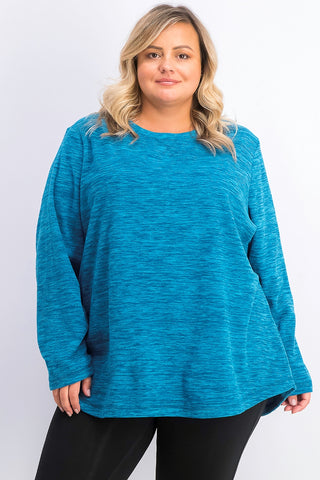 Karen Scott Blusa Plus Size Feminina de Microfleece Marmorizada Azul Tamanho 2 Extra Grande