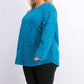 Karen Scott Blusa Plus Size Feminina de Microfleece Marmorizada Azul Tamanho 2 Extra Grande