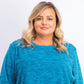 Karen Scott Blusa Plus Size Feminina de Microfleece Marmorizada Azul Tamanho 2 Extra Grande
