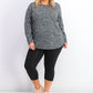 Karen Scott Blusa Plus Size Feminina de Microfleece Marmorizada Preta Tamanho 3 Extra Grande