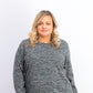 Karen Scott Blusa Plus Size Feminina de Microfleece Marmorizada Preta Tamanho 3 Extra Grande