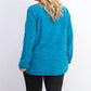 Karen Scott Blusa Plus Size Feminina Microfleece Marmorizada Azul Tamanho Extra Grande