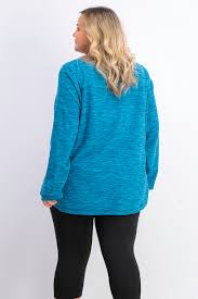 Karen Scott Blusa Plus Size Feminina Microfleece Marmorizada Azul Tamanho Extra Grande