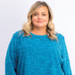 Karen Scott Blusa Plus Size Feminina Microfleece Marmorizada Azul Tamanho Extra Grande