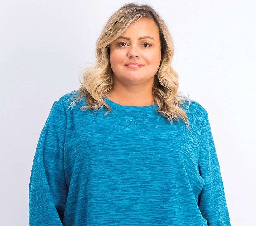 Karen Scott Blusa Plus Size Feminina Microfleece Marmorizada Azul Tamanho Extra Grande
