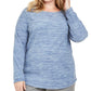 Karen Scott Plus Sport Space-Dye Microfleece Top Feminino Azul Tamanho 3X