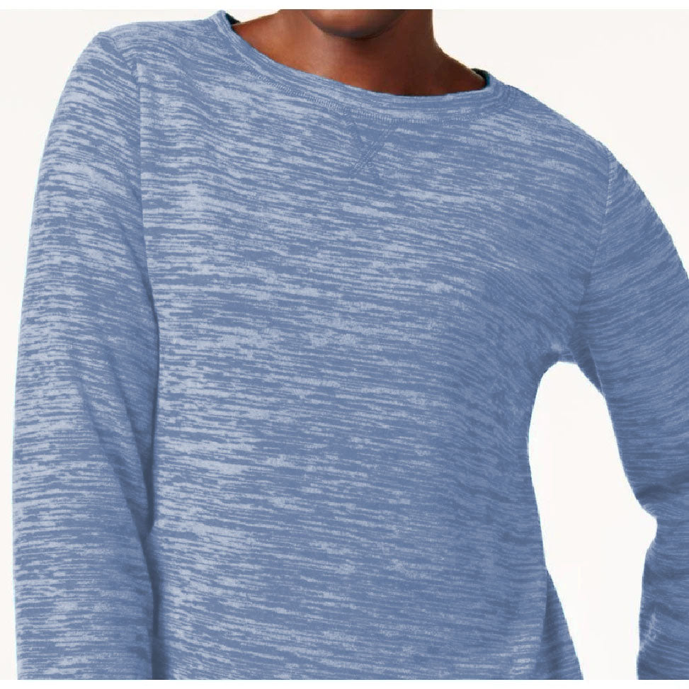 Karen Scott Plus Sport Space-Dye Microfleece Top Feminino Azul Tamanho 3X