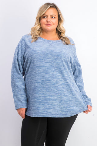 Karen Scott Blusa Plus Size Feminina de Microfleece Marmorizada Preta Tamanho Extra Grande