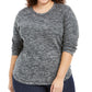 Karen Scott Blusa Plus Size Feminina de Microfleece Marmorizada Preta Tamanho 2 Extra Grande