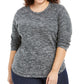 Karen Scott Blusa Plus Size Feminina de Microfleece Marmorizada Preta Tamanho XXG