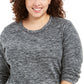Karen Scott Blusa Plus Size Feminina de Microfleece Marmorizada Preta Tamanho 2 Extra Grande